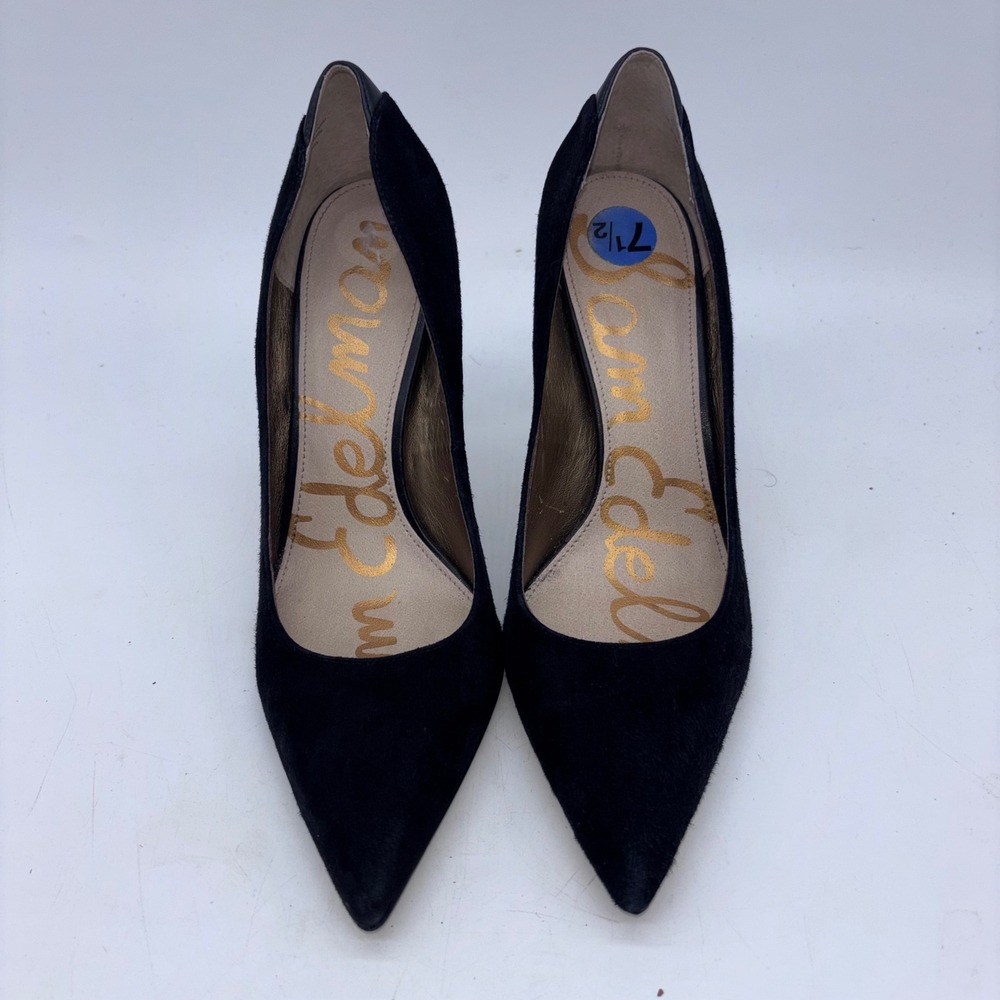Sam Edelman Black Suede Classic Elegant Heels Women 7.5 - Picture 2 of 7
